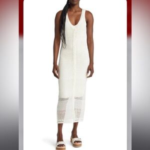 Rag & Bone Mae Button-front Crochet Midi Dress In Ivory sz S